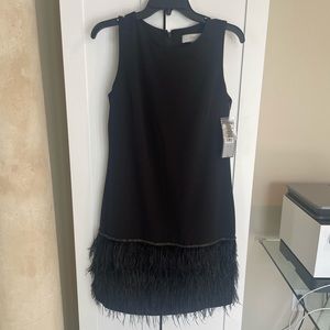 New Tahari Arthur S. Levine Black Dress Size 6 Feathers